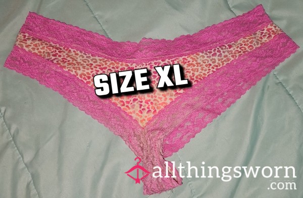 Pink Cheetah Lacey VS Cheeky Pantie - Size XL