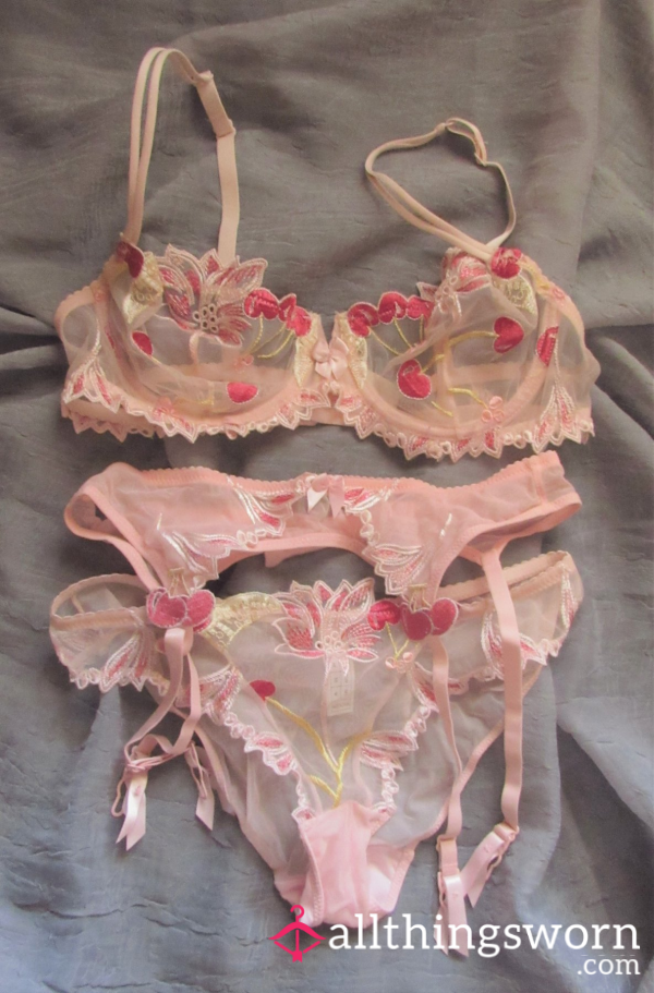 Pink Cherry Lingerie Set