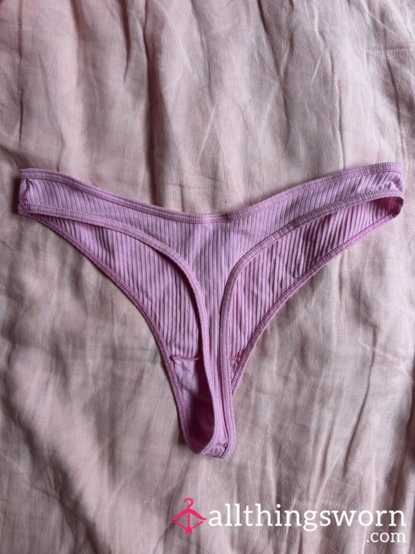 Pink Cotton Thong