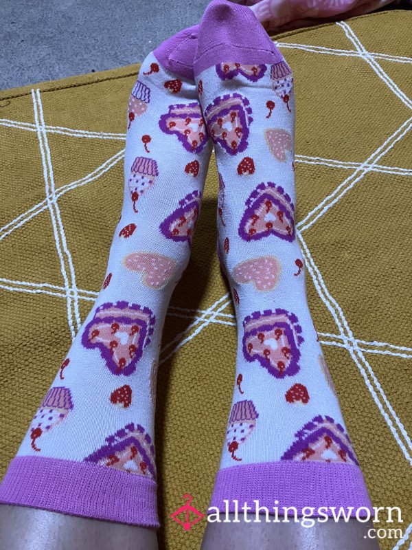 Pink Cupcake Heart Vday Socks