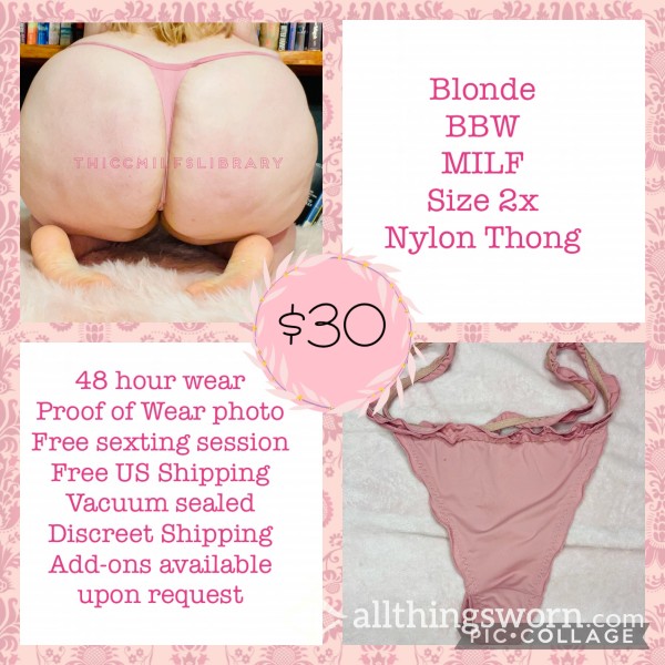 Pink Curly Edge G-string Worn By Blonde BBW MILF 💥bogo Half Off Panties The Weekend Of July 4th!💥