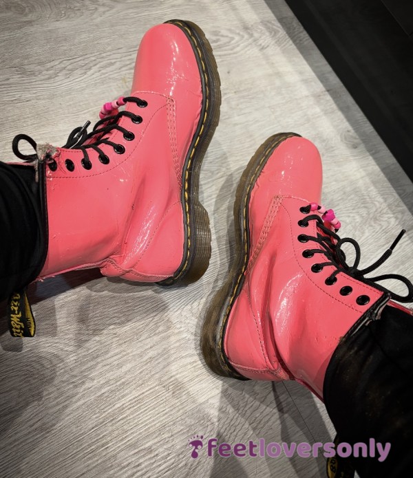 Pink Dr. Martens Boots Very Worn