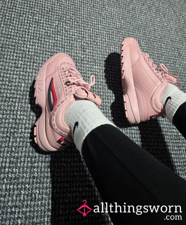 Pink Fila Trainers Size 5 Customs