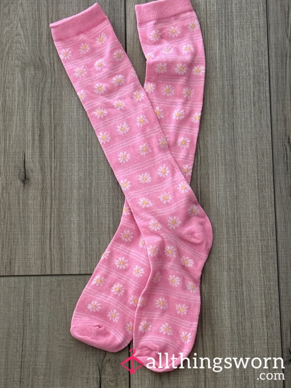 Pink Flor*l High Socks