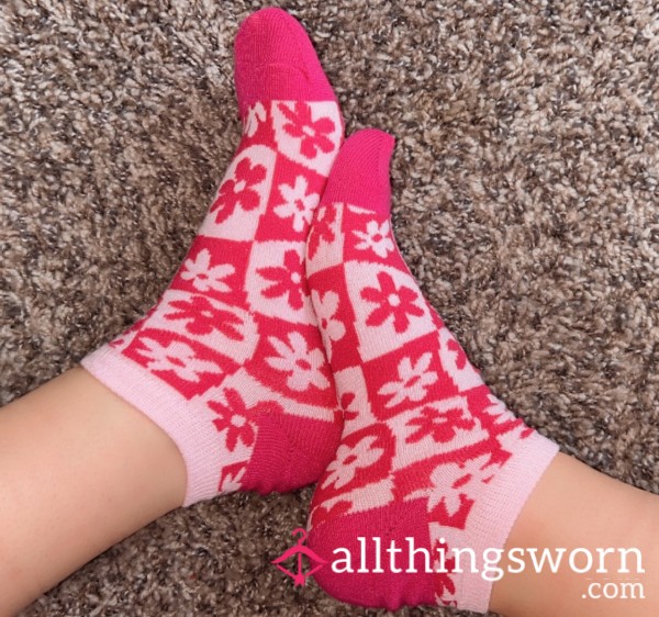 Pink Flower Socks