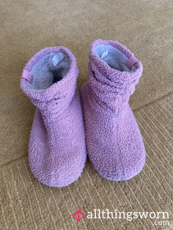 Pink Fluffy Boot Slippers