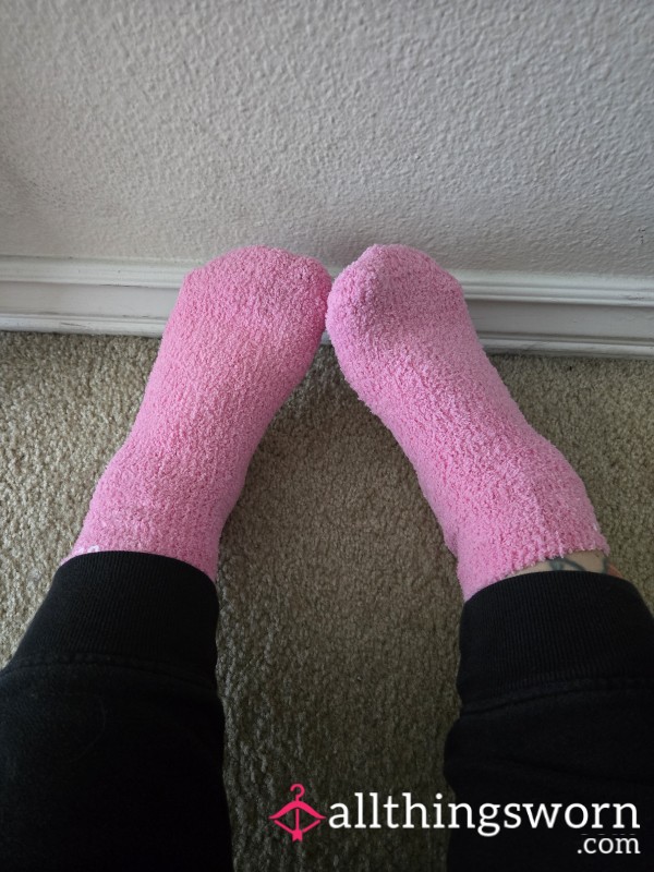 Pink Fluffy Slipper Socks