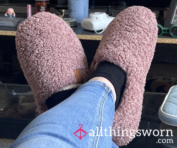 Pink Fluffy Stinky Worn Slippers