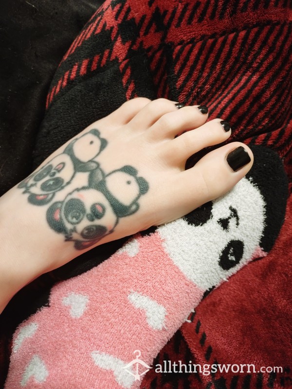 Pink Fuzzy Panda Socks