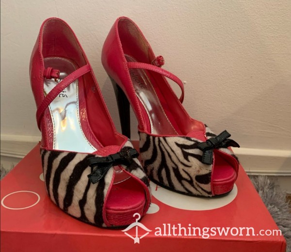 Pink Heels With Unique Zebra Print