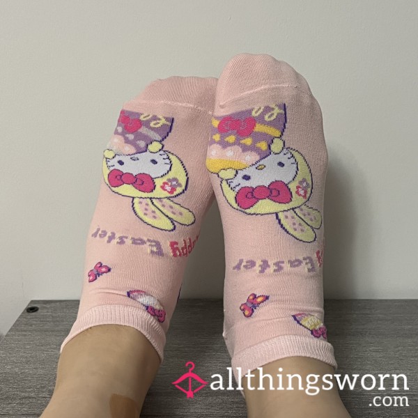 Pink Hello Kitty Easter Egg Theme Cute Bunny Ankle Socks