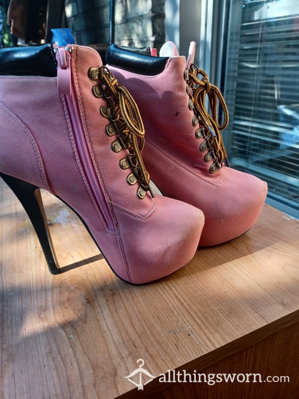 Pink High Heel Boots