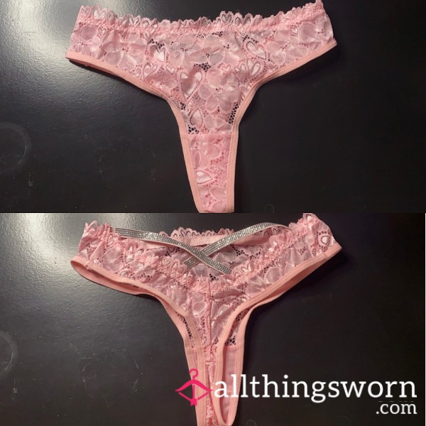 Pink Lace Glitter Thong🩷✨