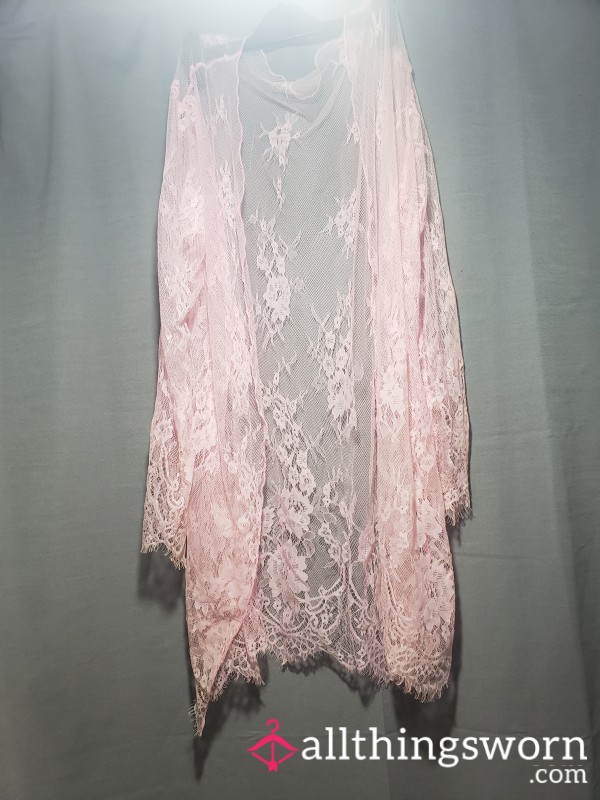 Pink Lace Long Sleeved Robe