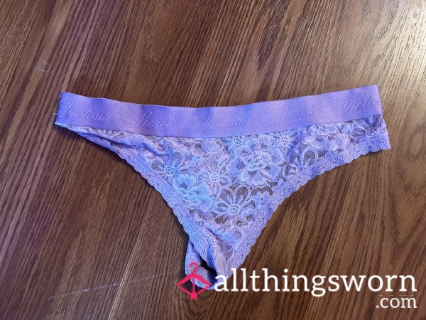 PINK Lace Purple Thong 💜