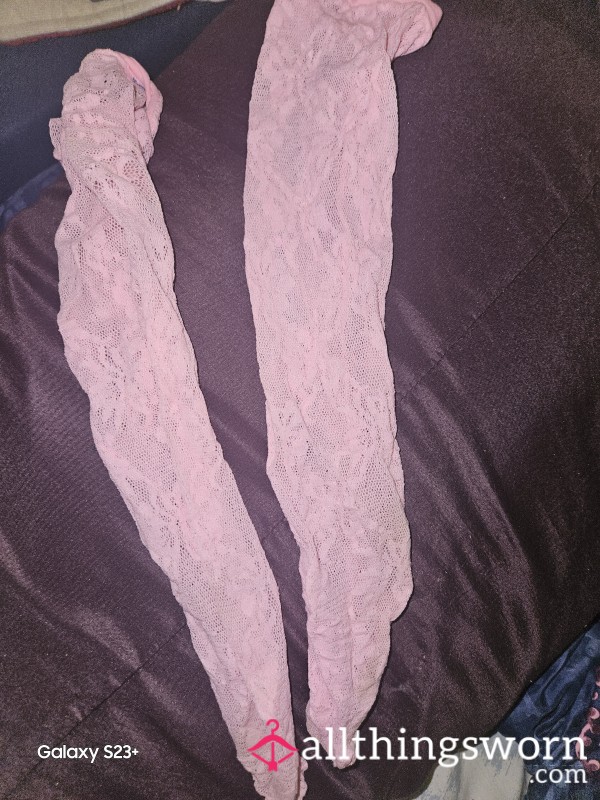 Pink Lace Shin Length Socks