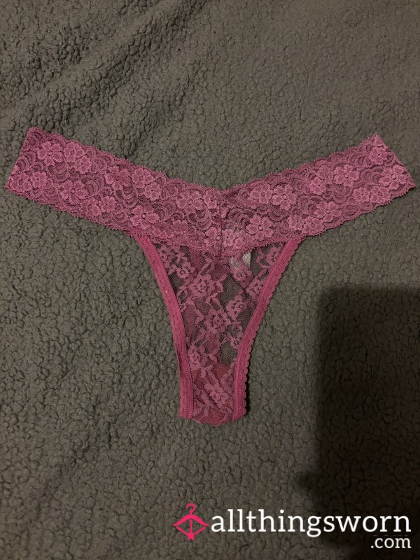 Pink Lacey Thongs (worn)