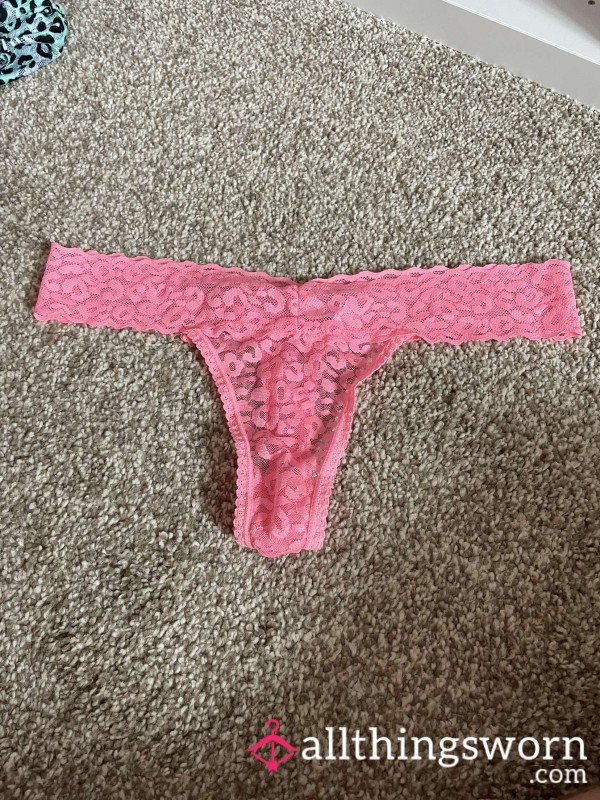 Pink Lacy Thong