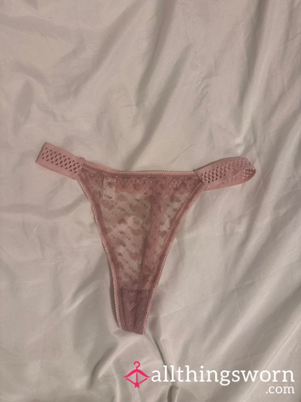 Pink Lacy Thong Sz 12