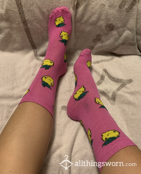 Pink Lemon Crew Socks