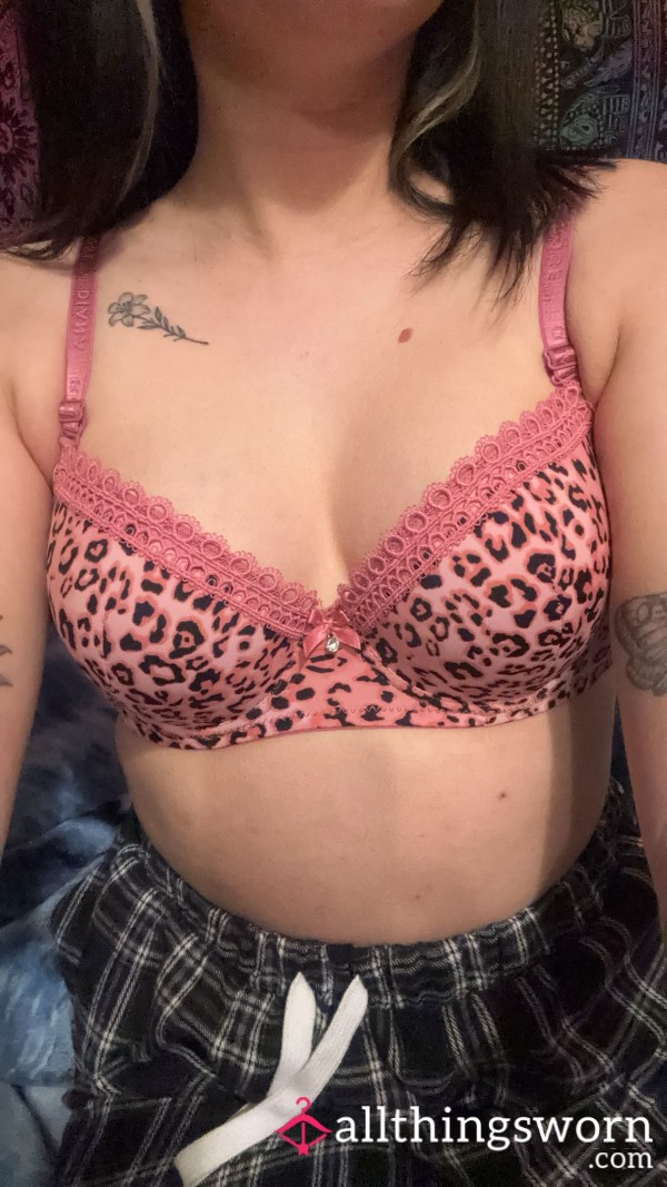 Pink Leopard Print Bra