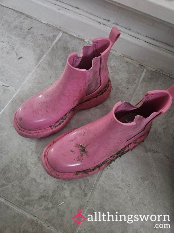 Pink Muddy Boots