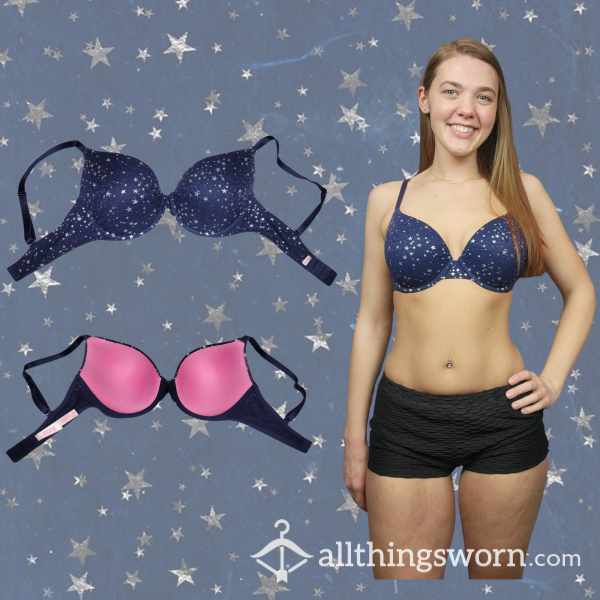 PINK Navy Blue Bra