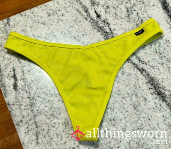 PINK Neon Yellow Ribbed Thong ⭐️