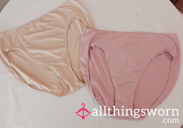 Pink Or Beige Fullback Silky Nylon Panties