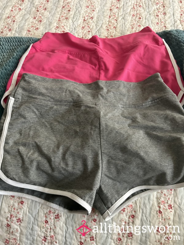 Pink Or Gray Booty Shorts Worn Without Panties