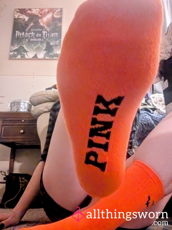 PINK Orange Crew Socks