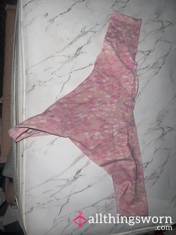 Pink Patterned NO VPL Thongs-WORN