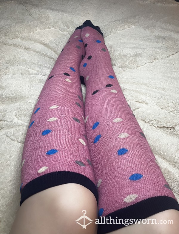 Pink Polka Dot Knee High Socks!