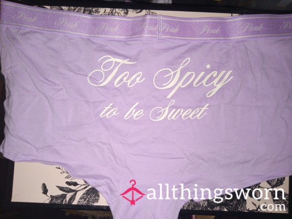 Pink Purple Logo " Too Spicy To Be Sweet" Boyshorts