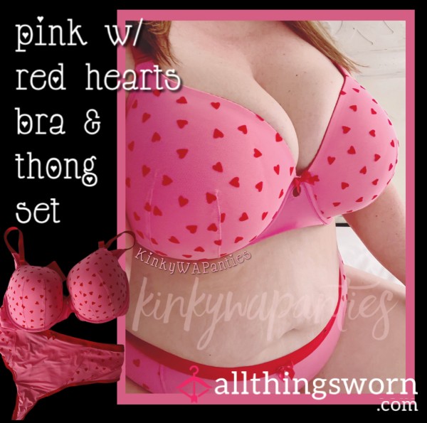 Pink & Red Hearts Panty & Thong Set - Includes 2-day Wear & U.S. Shipping!