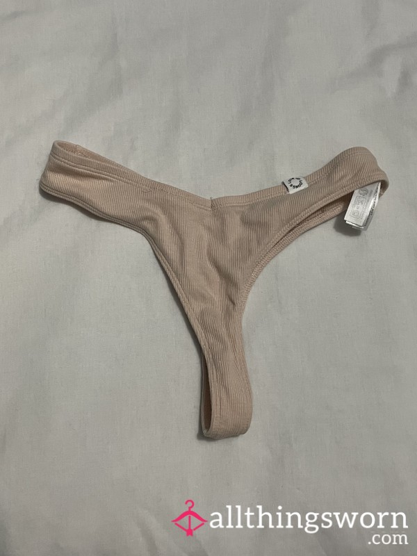 Pink Ribbed Thongs