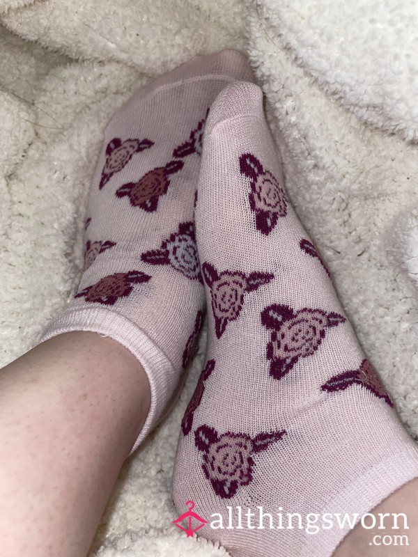 Pink Rose Printed WORN SOCKS