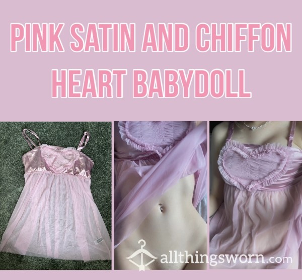 Pink Satin And Chiffon Babydoll💗