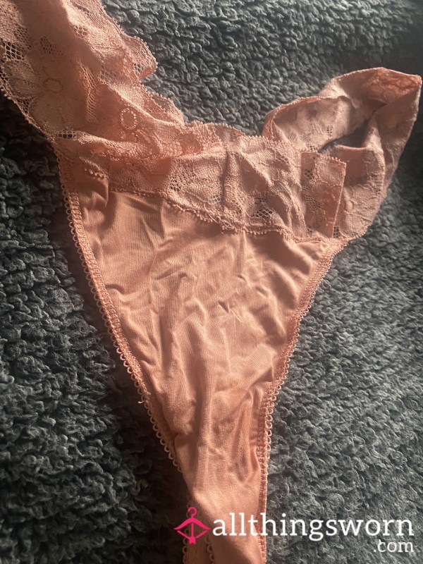 Pink Satin AND Lace Thong