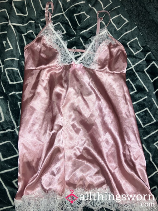 Pink Satin Lingerie Dress