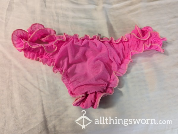 Pink Scrunch Ruffly Thong