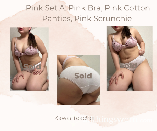 Pink Set A: Pink Bra And Pink Scrunchie