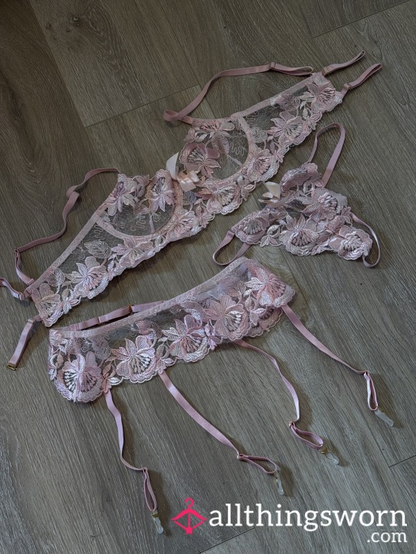 Pink Set Inc Garter Belt