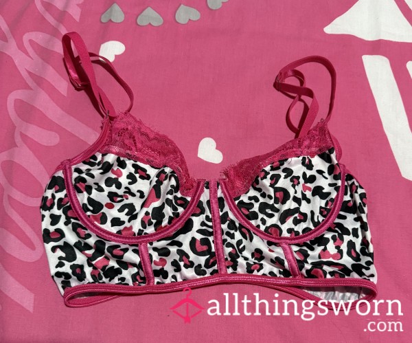 Pink S**y Leopard Print Bralette