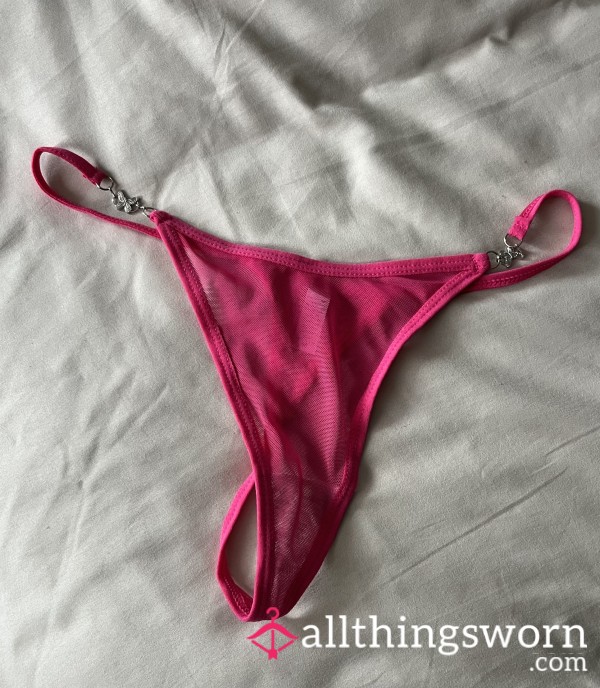 Pink Sheer Thong With Cotton Gusset