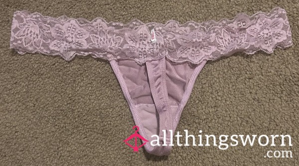 PINK SLIK AND LACE THONG