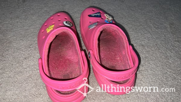 Pink Smelly Fur Crocs Size 10