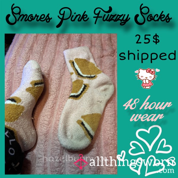 Pink Smores Fuzzy Socks