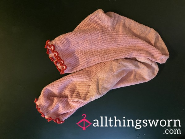 Pink Socks - Worn- Shipping Tomorrow