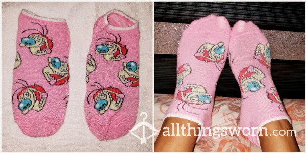 Pink Stimpy Ankle Socks (120hrs)